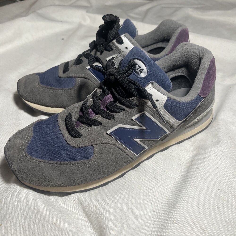 New Balance 574 Apollo Grey Navy Low Top Lace-Up Cordura Sneakers U574KGN M 12